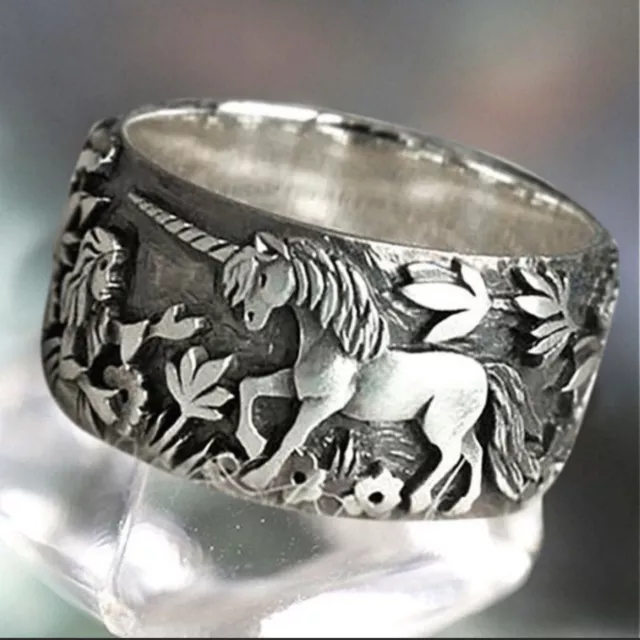 Unicorn Fantasy Ring Silver Size US 6 New