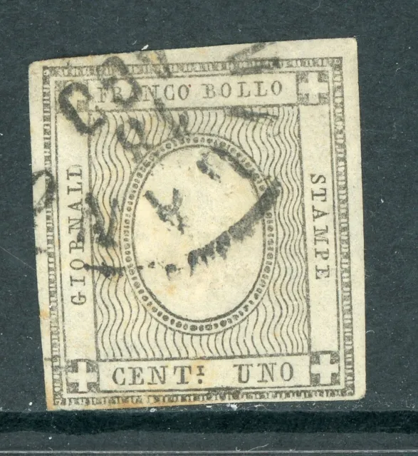 Italy 1862 Sardinia 1¢ Newspaper Stamp Scott #P1 VFU O922 ⭐⭐⭐⭐⭐