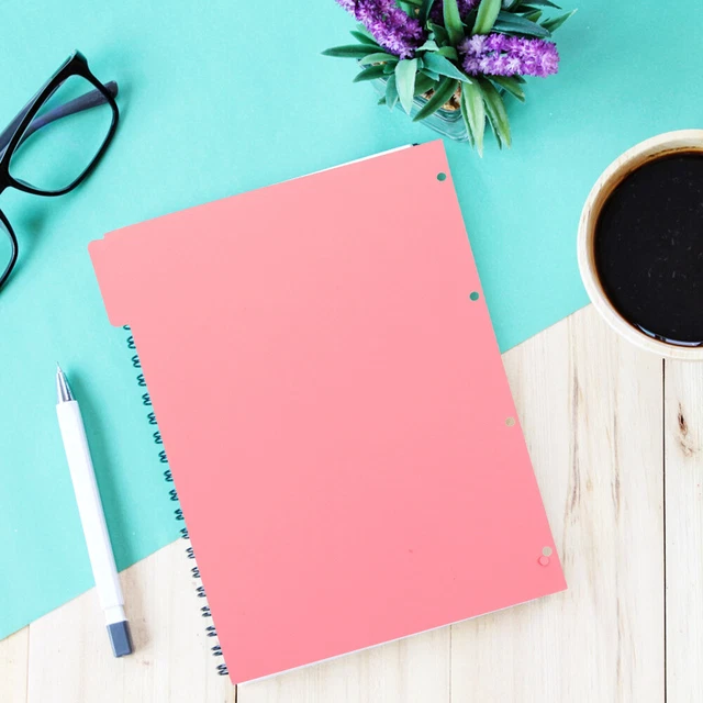 50 Fogli A5 Colorati A Righe - Forati 6 Fori, Per Raccoglitori, 5 Colori (21x14.5cm)