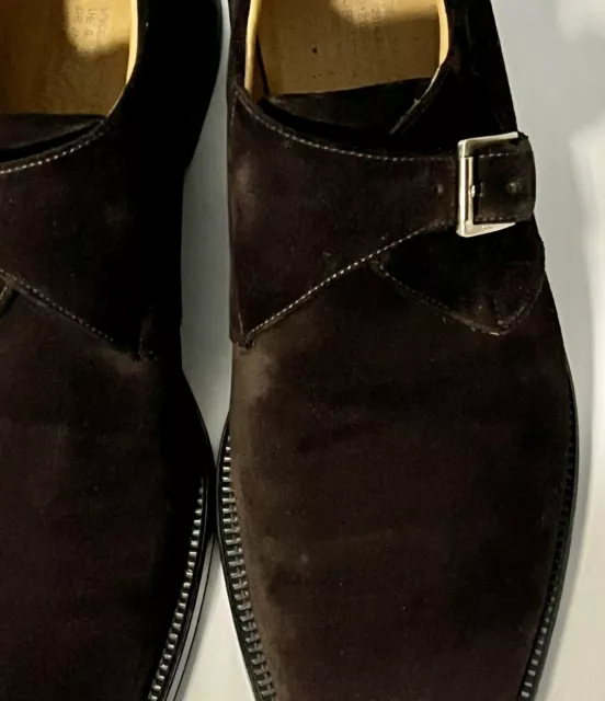 Salvatore Ferragamo Single-Monk Strap Dark brown Suede Shoe 3