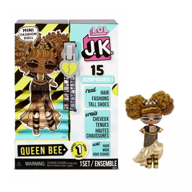 LOL Surprise JK QUEEN BEE Mini Fashion Doll 15 Surprises Series 1 Real Hair New