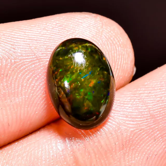 02.40Cts. Natural Black Ethiopian Opal Oval 08x12x04 MM Cabochon Loose Gemstone