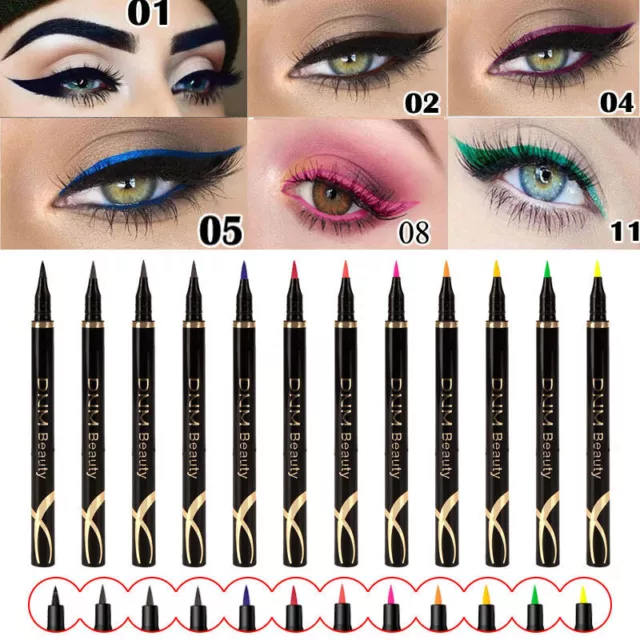 12 Farbe Beauty Wasserfest Eyeliner Liquid Lidstrich Stift Makeup Kosmetik J