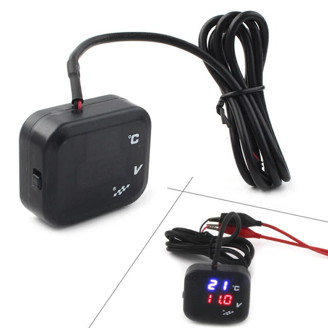 Indicatore temperatura aria moto 3IN1 LED voltmetro termometro tensione metro USB