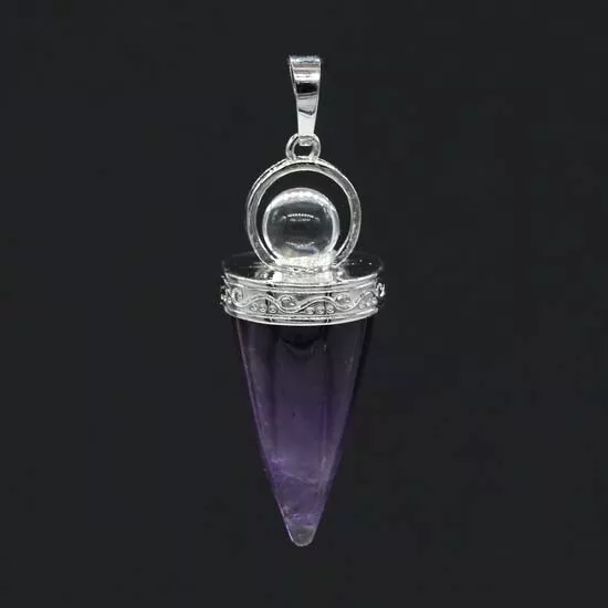 Natural Healing Crystal Stone Cone Reiki Quartz Chakra Pendulum Amulet Pendant
