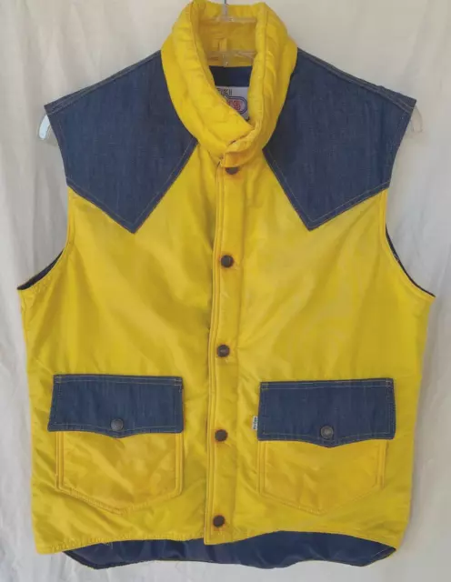 VTG 70s..LEVIS..TWO TONE..GOOSE DOWN..PUFFER..WESTERN..VEST..POCKETS..MEN M/ L