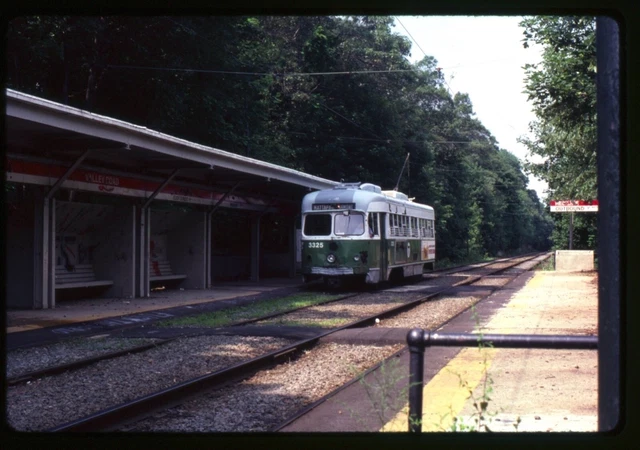 Trolley Slide - Boston MBTA #3325 PCC Streetcar 1981 Valley Road Station Vintage
