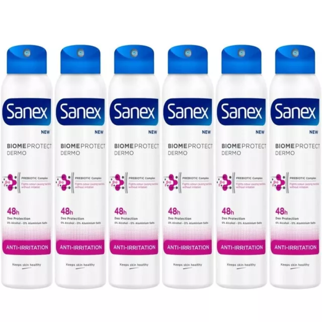 Sanex Biome Protect Anti-Irritation Deodorant Spray 200ml x 6