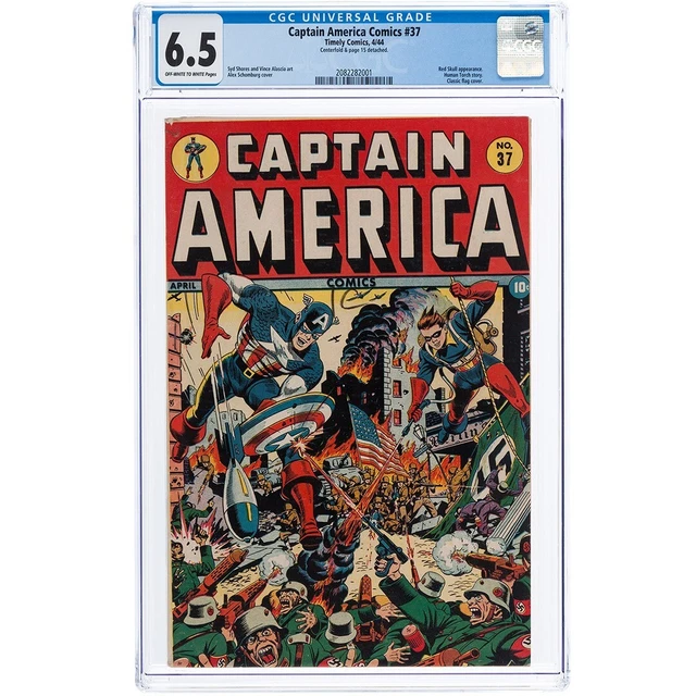 Captain America Comics #37 (Timely, 1944) CGC FN+ 6.5 Off-white to white pages.