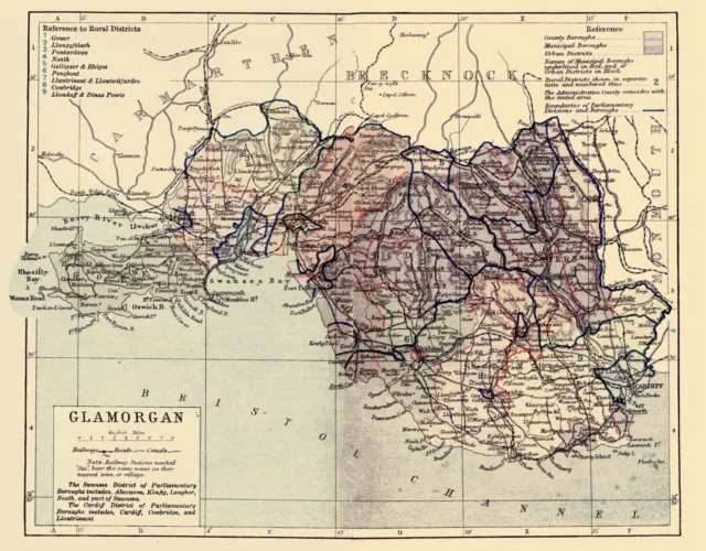 An A3 size reproduction map of Glamorgan original dated 1880.