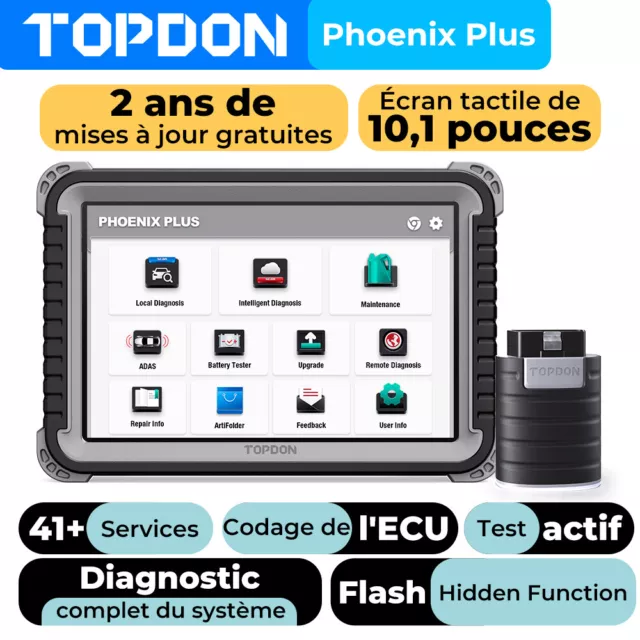 2024 TOPDON Phoenix Plus Pro Diagnostic automobile OBD2 Scanner ECU Key Coding