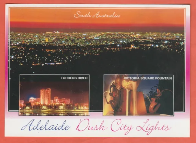 Post Card Adelaide Dusk City Lights Torrens River Unused Supreme Souvenirs