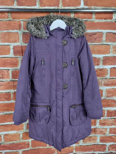 Girls Vertbaudet Purple Padded Coat Age 9-10 Years Faux Fur Lined Jacket 140Cm