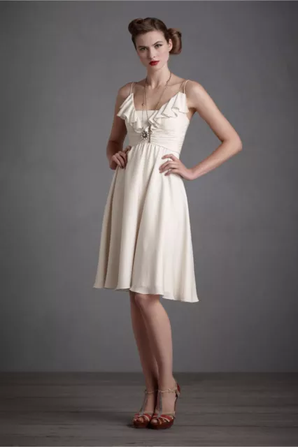 BHLDN Anthropologie Quilaree Ivory Silk Couplet Dress NWOT All Sizes $260