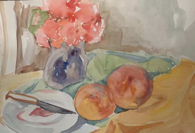 Jacques Berland Nature morte à la pomme la poire et aux trois cerises
