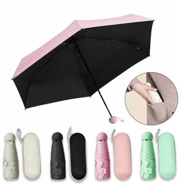 Super Mini Pocket Fold Capsule Umbrella Anti UV Five-fold Sun Rain Windproof UK