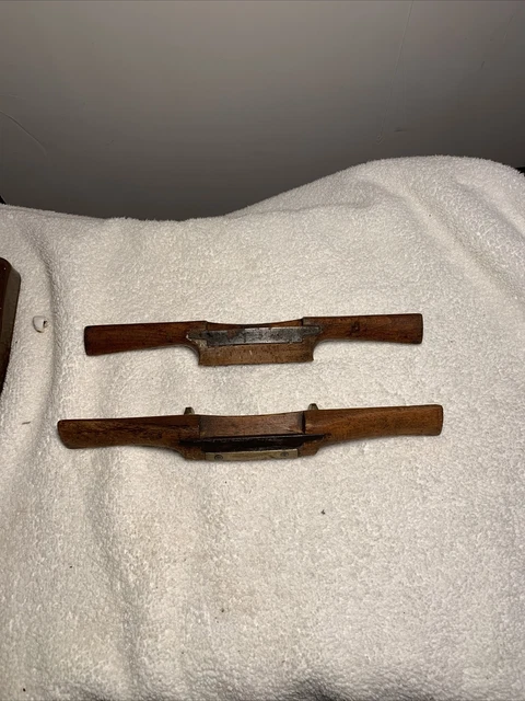 Two Antique Brass and Wood Spoke Shave Plane