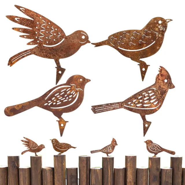 Metall-Vogel-Silhouette mit rostigen 4 Stück Metall-Vogelstatuen für den Garte