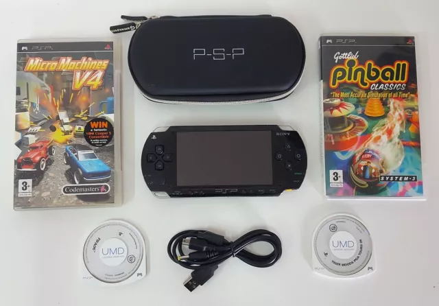 Sony PSP-1003 Console, Black, 4 Games, USB Charger Bundle