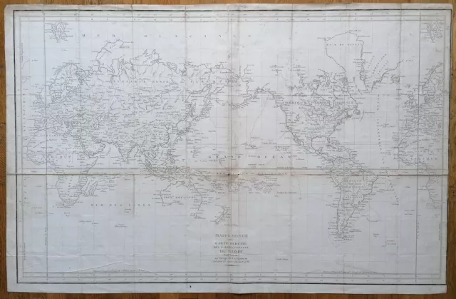 La Perouse Kupferstich Weltkarte Mappemonde Australien - 1797