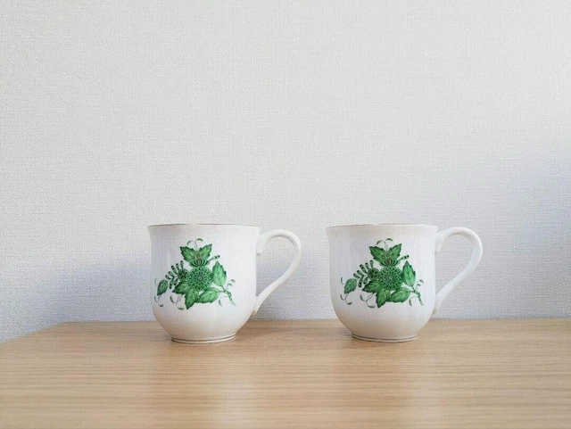 Set coppia di tazze HEREND Apony Green Mid dal Giappone