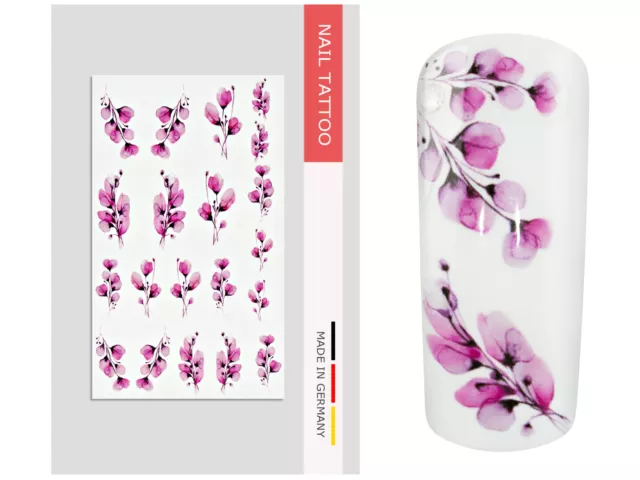 NailArt Nagel Wasser Tattoo Wrap Blume XVII Sticker Finger Aufkleber Design lila