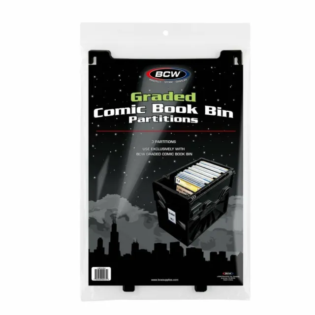 Lot of 3 BCW Comic Book Black Extra Partitions For Graded Bins Plastic Storage