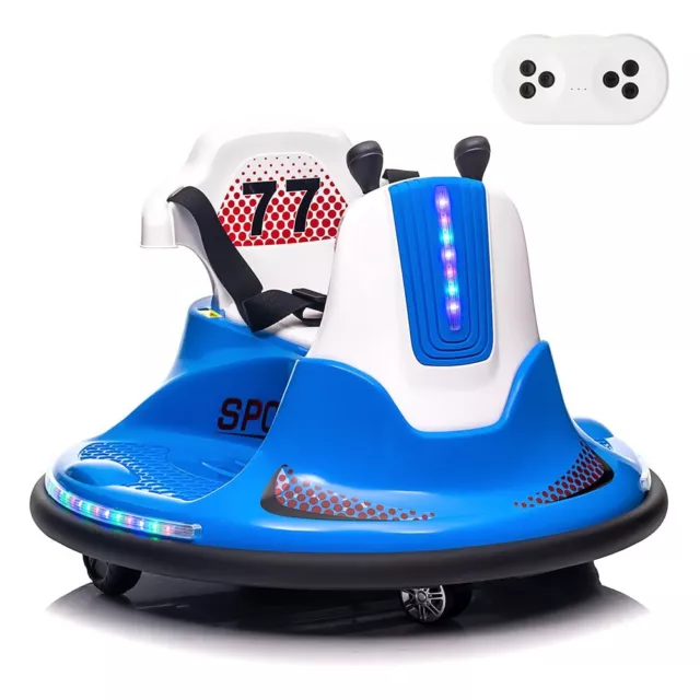 360° Spinning Ride on Bumper Car Kids Toddlers Electric Toys w/Remote Spin Blue