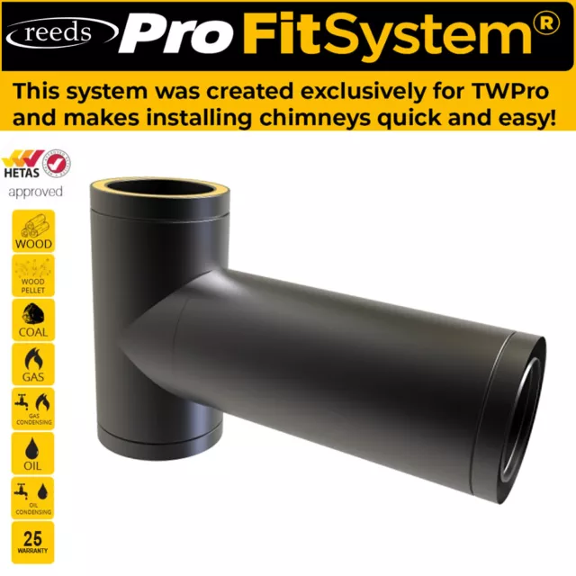 5inch Black Twin Wall Flue Kits For Stoves 25 Year Warranty Matt Black Pipe 125