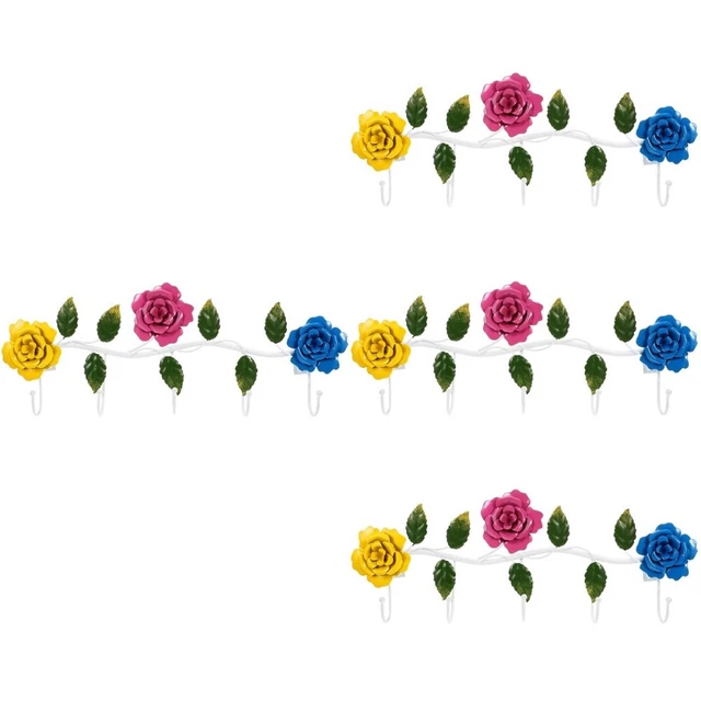 4 un. llaves montadas en pared ganchos estante con forma de flor ganchos colgantes hogar baño