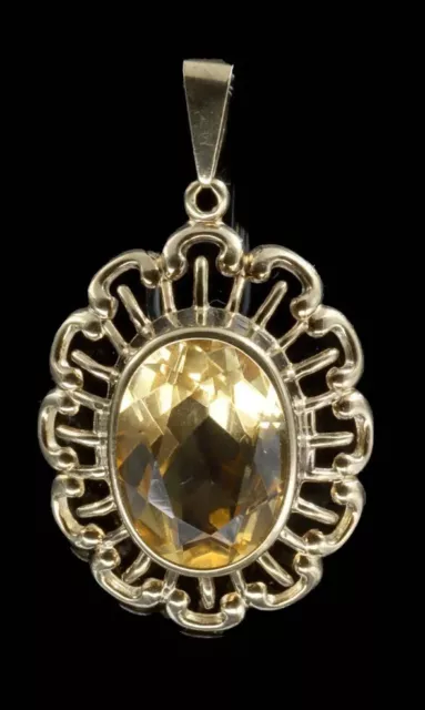 333/8kt Or Pendentif Avec Citrine Facettenreich, Antique