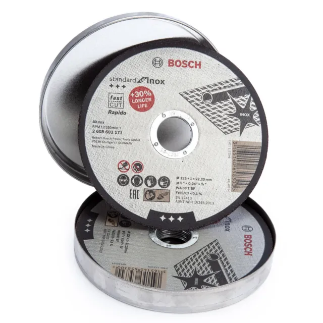 Bosch 2608603255 Standard for Inox Rapido Straight Cutting Discs 125mm (Box of 1