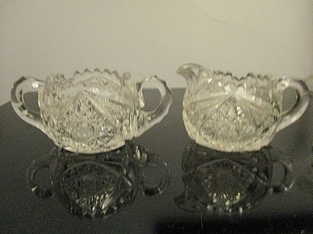 Antique American Brilliant Cut Glass Signed Libbey ABP Crystal Creamer Sugar!