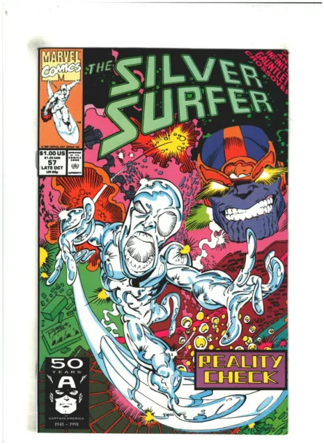 Silver Surfer #57 VF/NM 9.0 Marvel Comics 1991 Infinity Gauntlet vs. Thanos