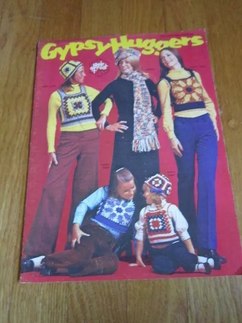 Vtg Granny Vests Cap Crochet Patterns Afghan like Patch 1970's Style Kids/Adults