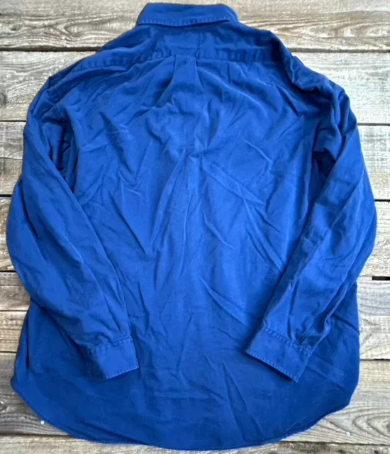 POLO RALPH LAUREN Long Sleeve Button Shirt Mens Extra Large Blue Silk ...