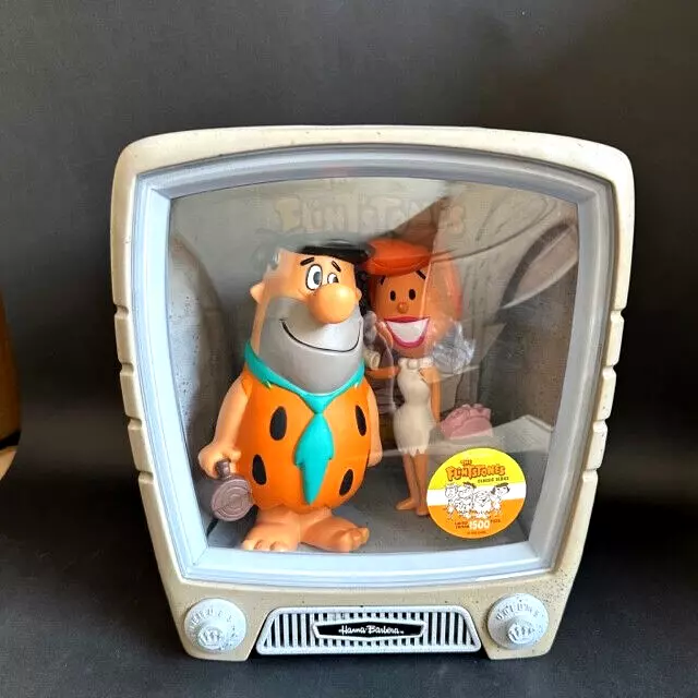 Flintstones Fred And Wilma 2 PVC Figures 16cm Tv-Set Funkovision Wacky Wobbler