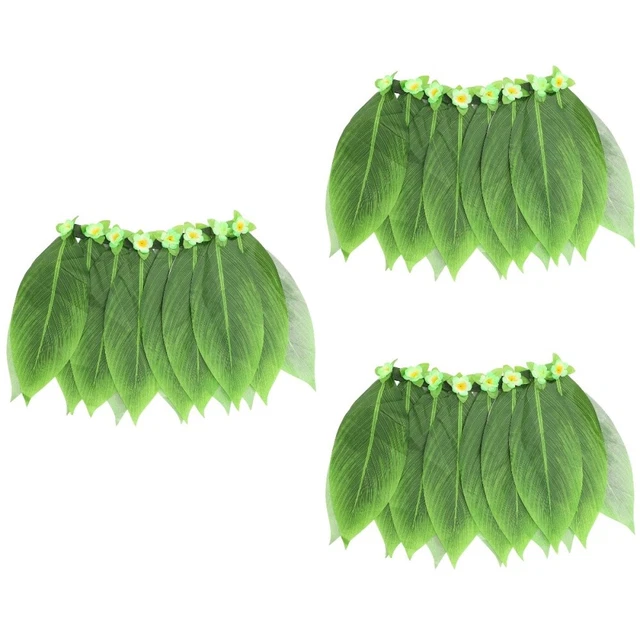 3 Count Hula Dancer Costume Leaf Skirt Ornaments Kids Hawaiian Costume Costumes