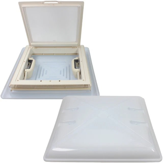 Trappe De Toit Pour Camping-car / Caravane – 42x42 Cm – Blanche Avec Moustiquaire – Ouverture Manuelle