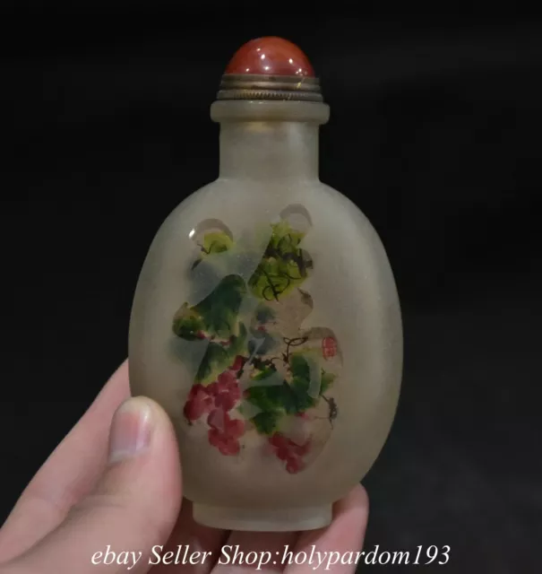 4" Old Chinese Coloured glaze Orchid Flower Bird Snuff box Snuff bottle