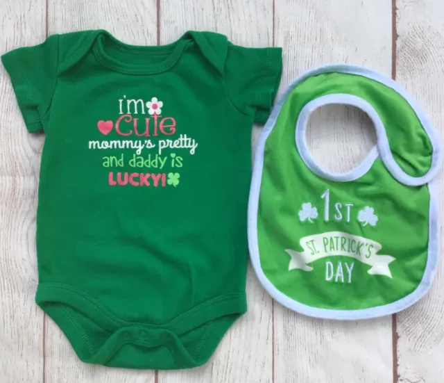 Way to Celebrate 1st ST PATRICKS Bodysuit Baby Girl Size 0-3 Mos Lucky Irish Day