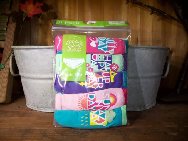 Faded Glory Girls Briefs Underwear 5 Pack Size 6 Day Of The Week Theme School Faded Glory Girls Briefs Underwear 5 Pack Size 6 Day Of The Week Theme School