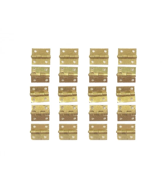 Lot De 20 Mini Charnières Pour Maison De Poupée - Doré/argent, 8x10 Mm, Avec Vis - Neuf
