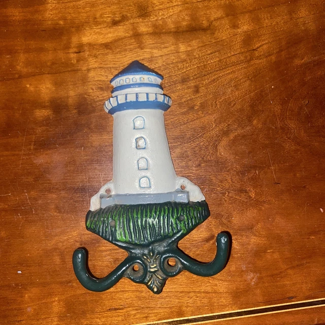 Light House Wall Hook Cast Iron Key Rack Towel Coat Hanger Antique Gold Nautical