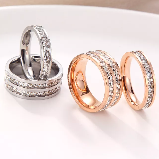 Damen Ring aus Edelstahl mit Zirkonia Steinen in Silber Gold Roségold Neu