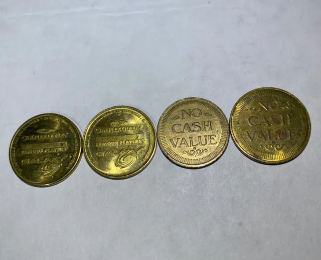 Lot 4 Old Game Coin Arcade TOKEN 'No Cash Value' 