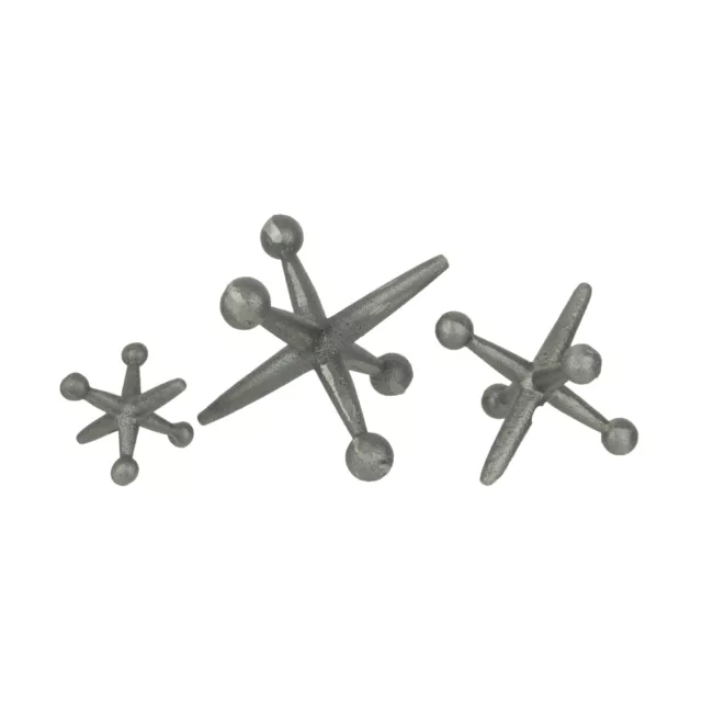 Set of 3 Raw Cast Iron Decorative Toy Jack Distressed Finish Accent Sculptures