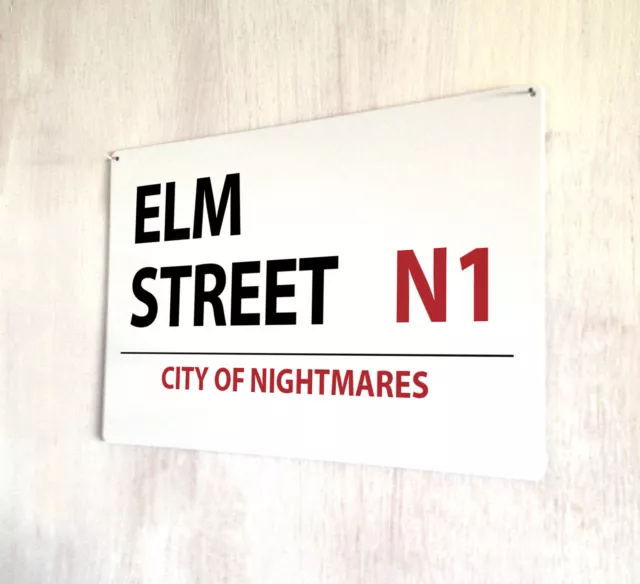 Elm Street City Of Cauchemars Street Signe A4 Plaque Métal Décor Image