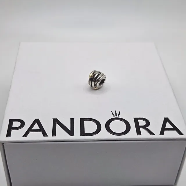 Original Pandora 14K Gold zweifarbig verdrehtes Seil aufgerollt Charm ALE 925 #790251