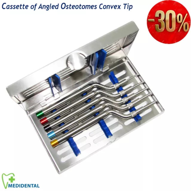 Dental Implant Set of 5 Sinus Lift instruments Osteotomes Offset Convex Tip